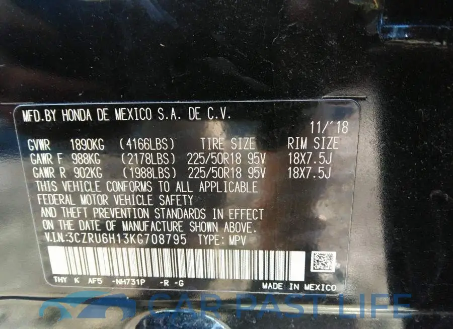 3CZRU6H13KG708795# 9