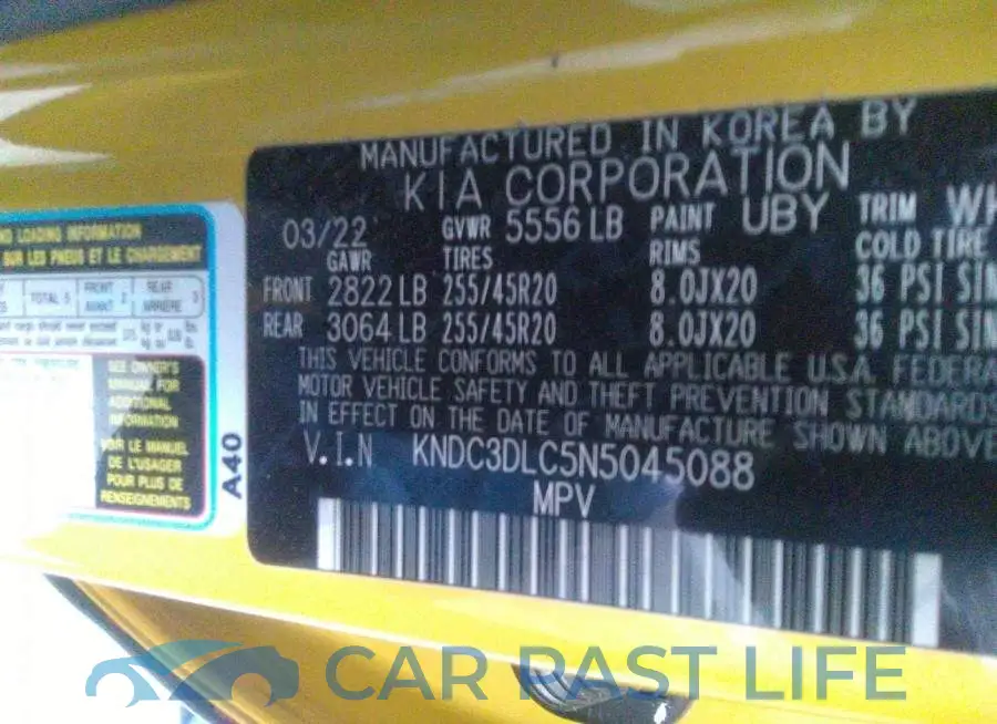 KNDC3DLC5N5045088# 9