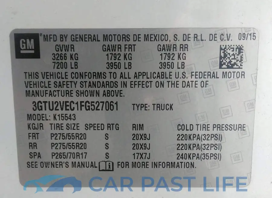 3GTU2VEC1FG527061# 9