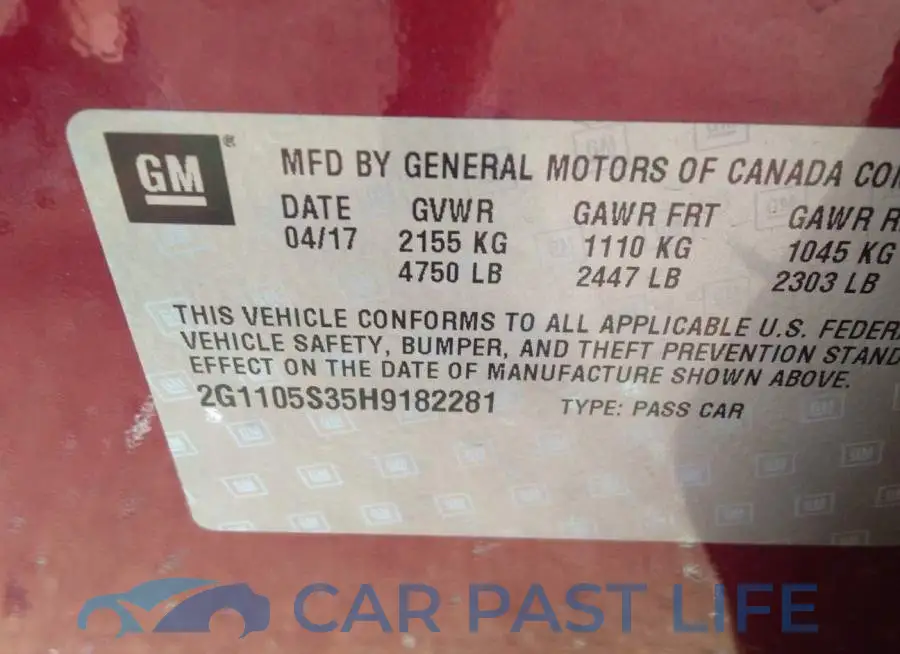 2G1105S35H9182281# 9