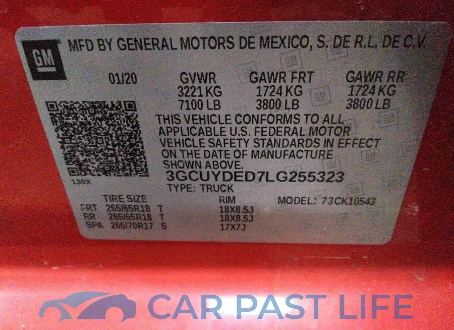3GCUYDED7LG255323# 9