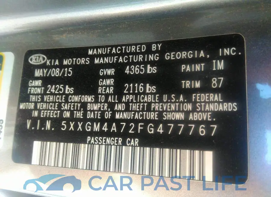5XXGM4A72FG477767# 9