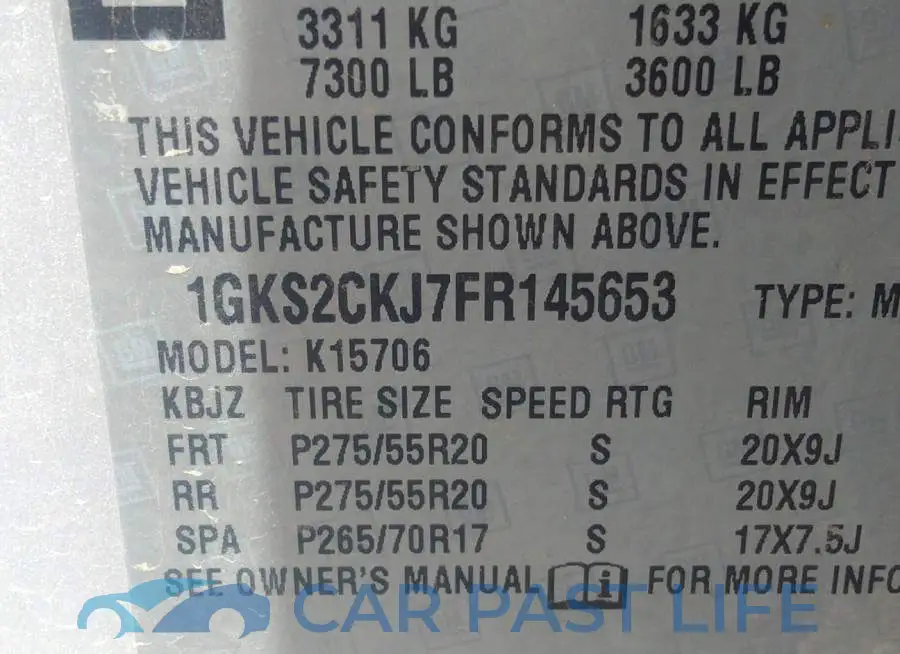 1GKS2CKJ7FR145653# 9