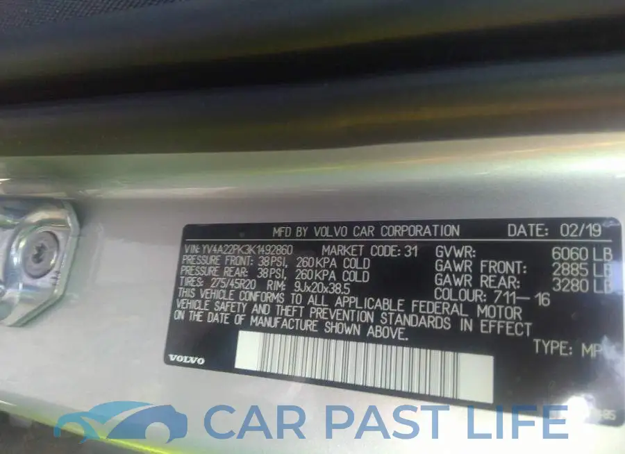 YV4A22PK3K1492860# 9
