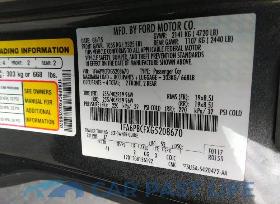 1FA6P8CFXG5208670# 9