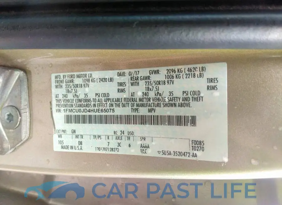 1FMCU0JD4HUE65075# 9