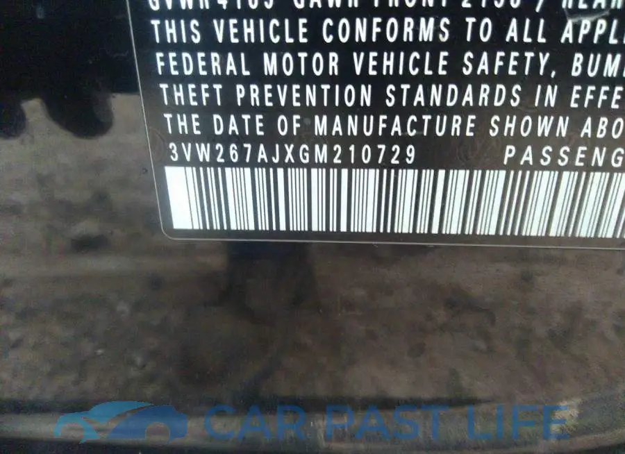 3VW267AJXGM210729# 9