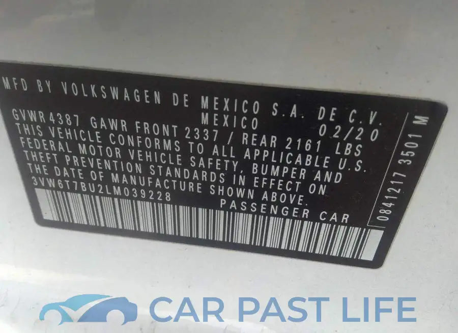 3VW6T7BU2LM039228# 9