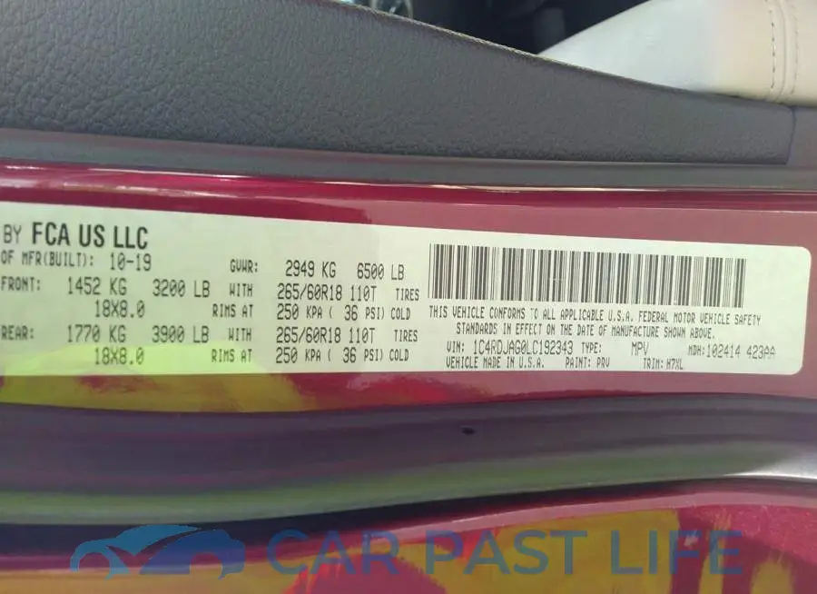 1C4RDJAG0LC192343# 9