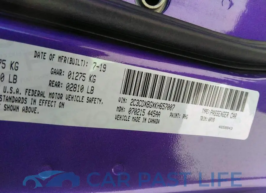 2C3CDXBGXKH657007# 9