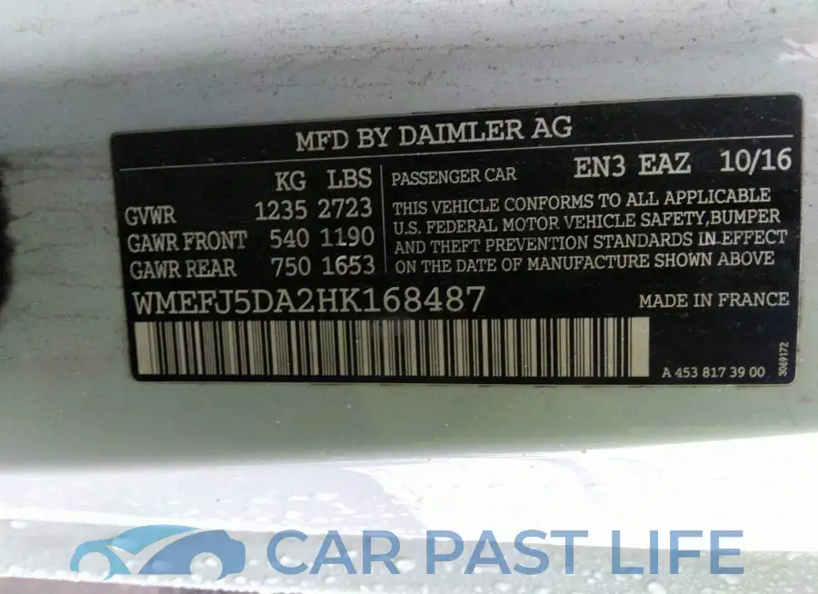 WMEFJ5DA2HK168487# 9
