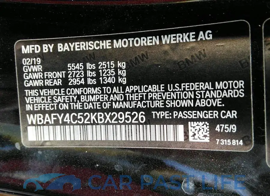 WBAFY4C52KBX29526# 9
