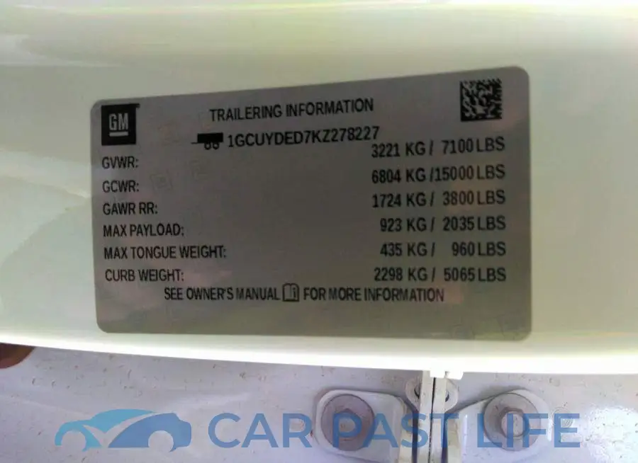 1GCUYDED7KZ278227# 9