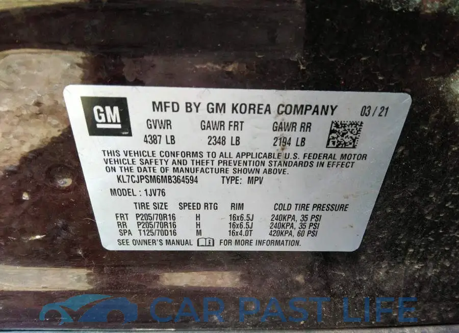 KL7CJPSM6MB364594# 9