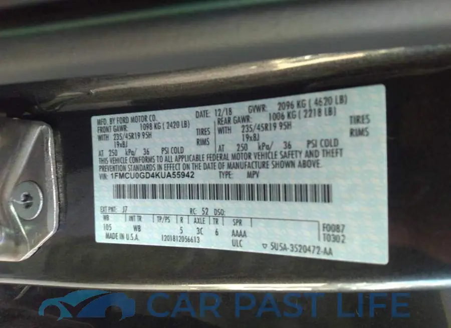 1FMCU0GD4KUA55942# 9