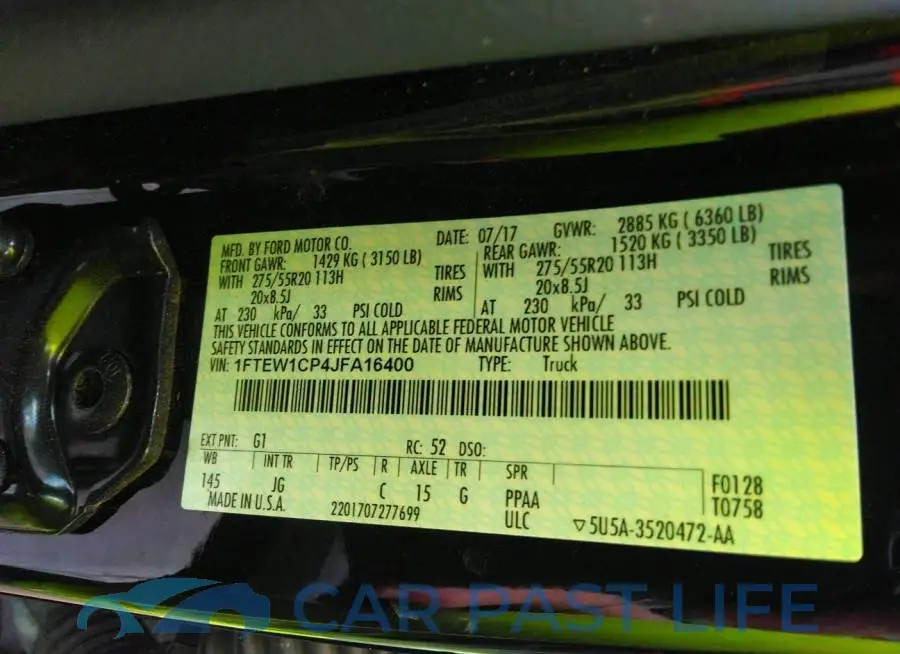1FTEW1CP4JFA16400# 9