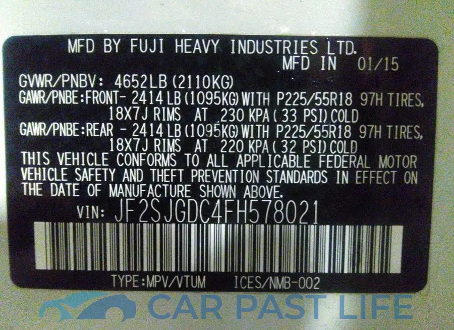 JF2SJGDC4FH578021# 9