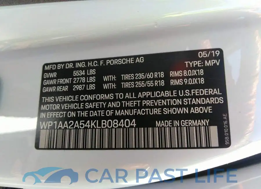 WP1AA2A54KLB08404# 9