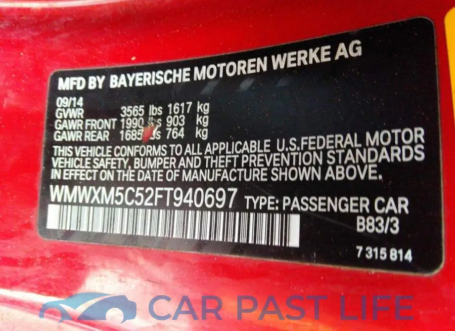 WMWXM5C52FT940697# 9