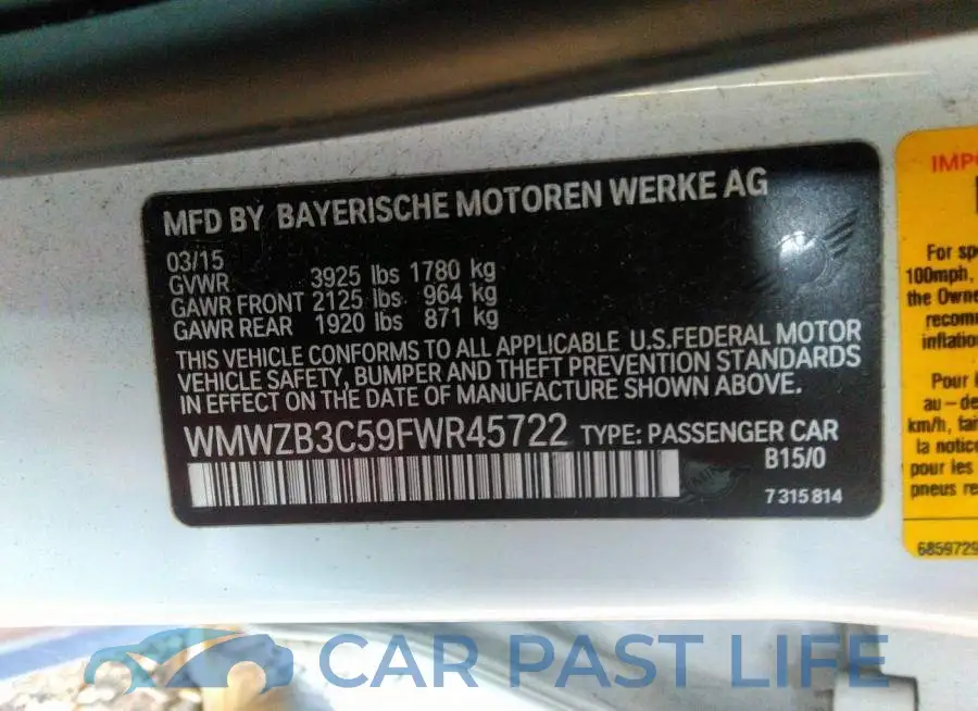 WMWZB3C59FWR45722# 9