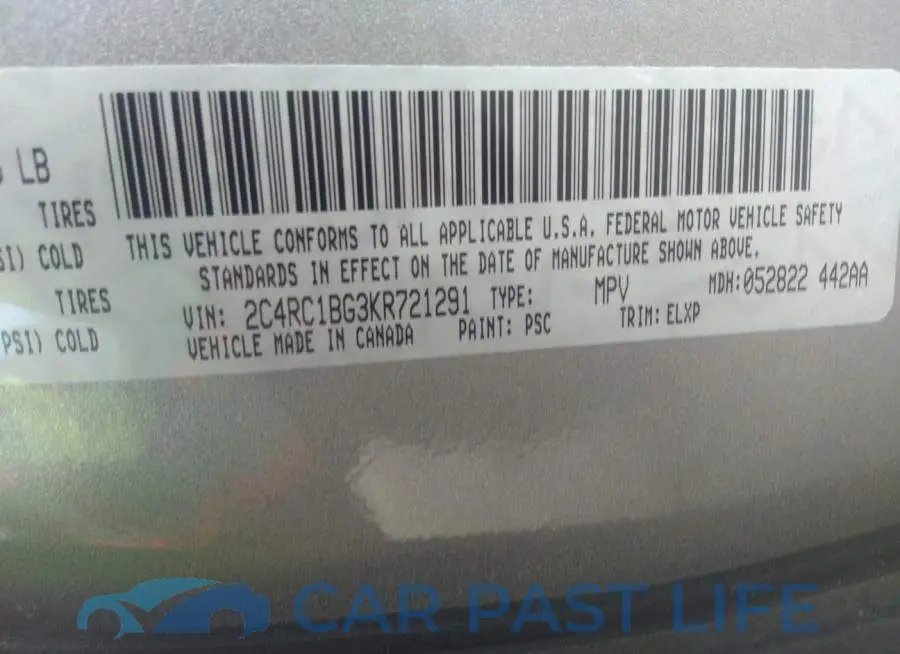 2C4RC1BG3KR721291# 9
