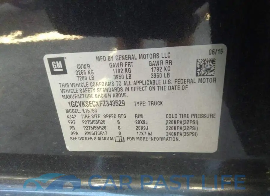 1GCVKSECXFZ343529# 9