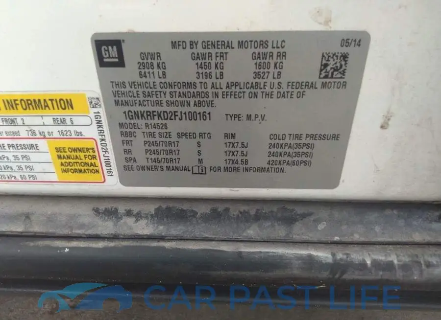 1GNKRFKD2FJ100161# 9