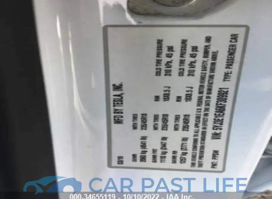 5YJ3E1EA6KF309921# 9