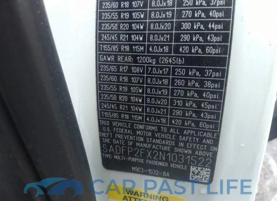 SADFP2FX2N1031522# 9