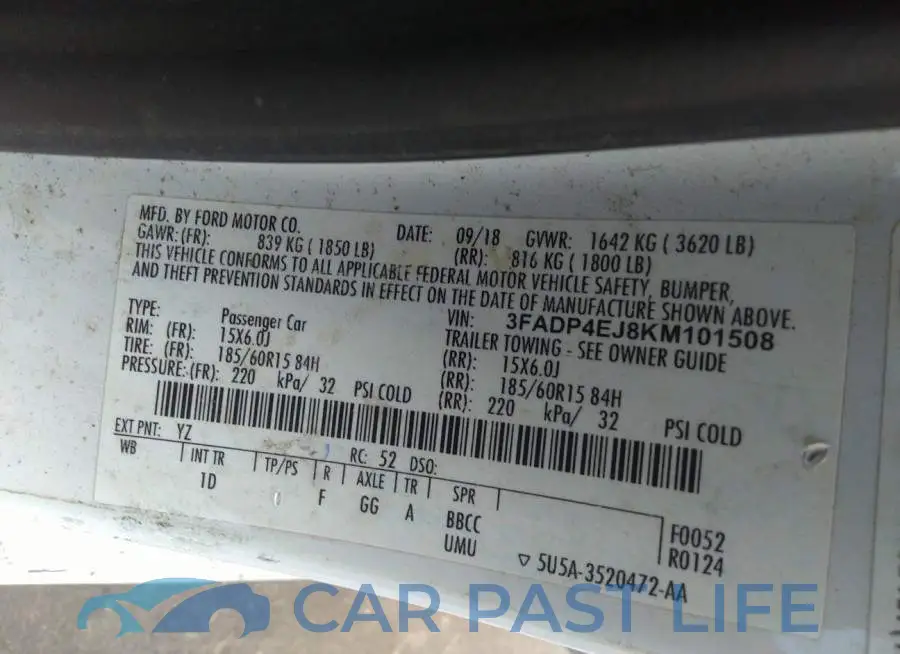 3FADP4EJ8KM101508# 9