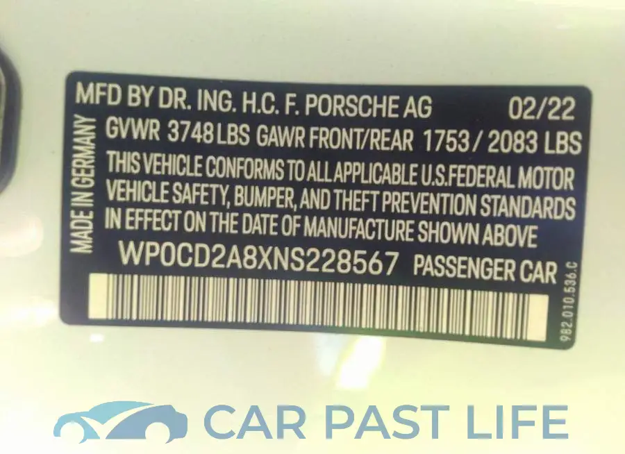 WP0CD2A8XNS228567# 9