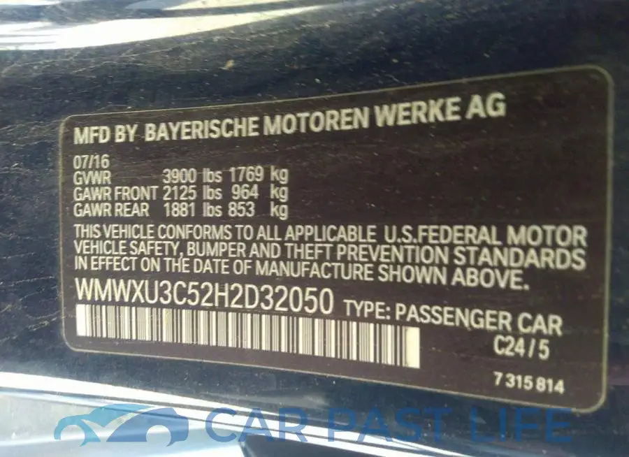 WMWXU3C52H2D32050# 9