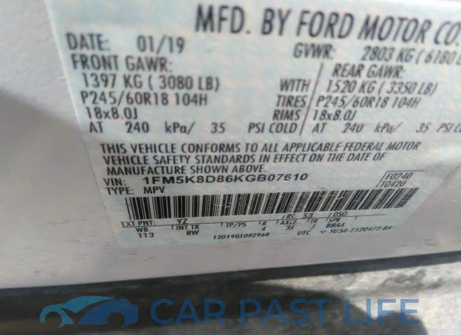 1FM5K8D86KGB07610# 9