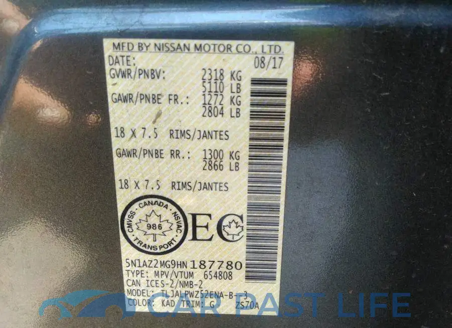 5N1AZ2MG9HN187780# 9