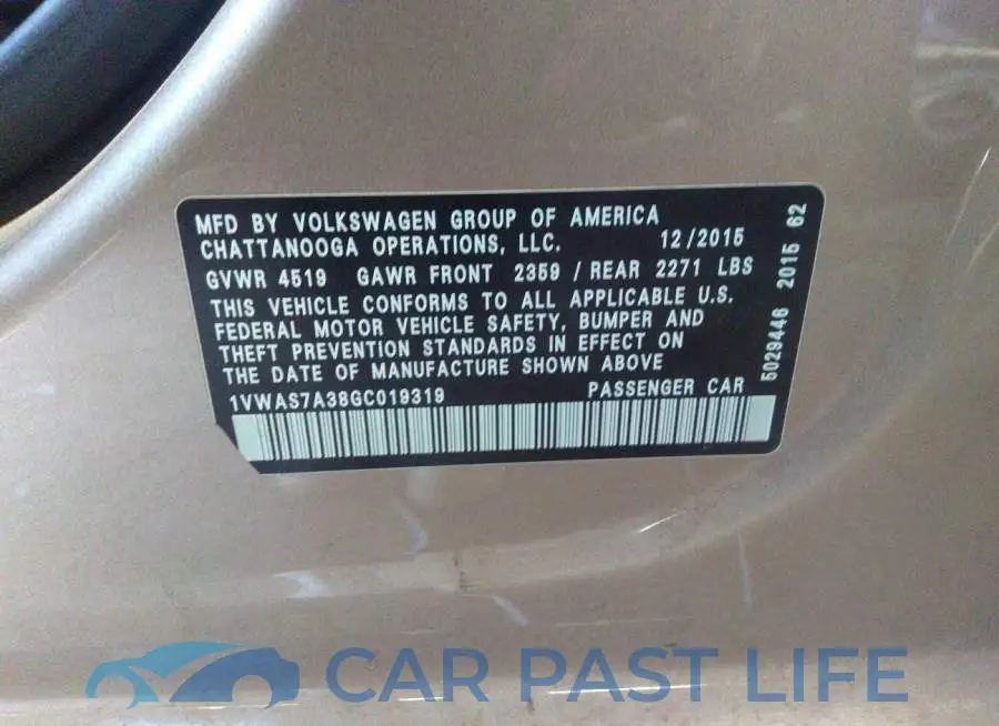 1VWAS7A38GC019319# 9