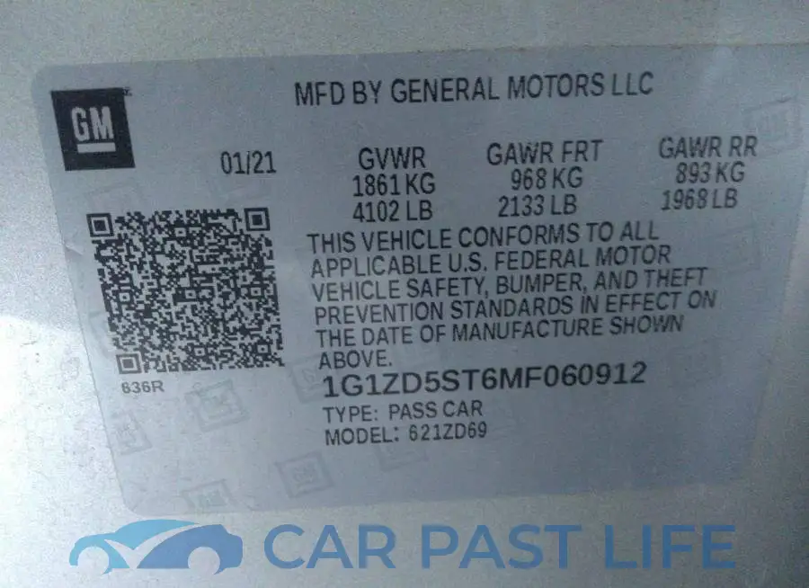 1G1ZD5ST6MF060912# 9