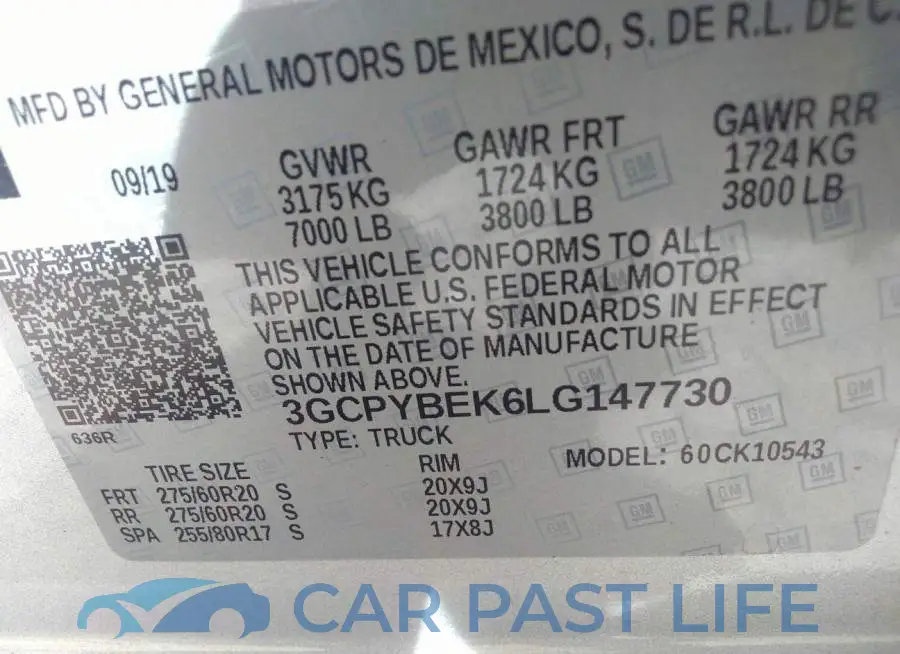 3GCPYBEK6LG147730# 9