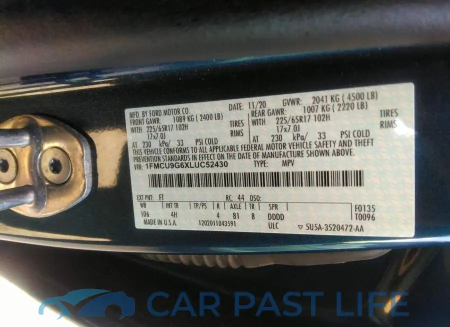 1FMCU9G6XLUC52430# 9