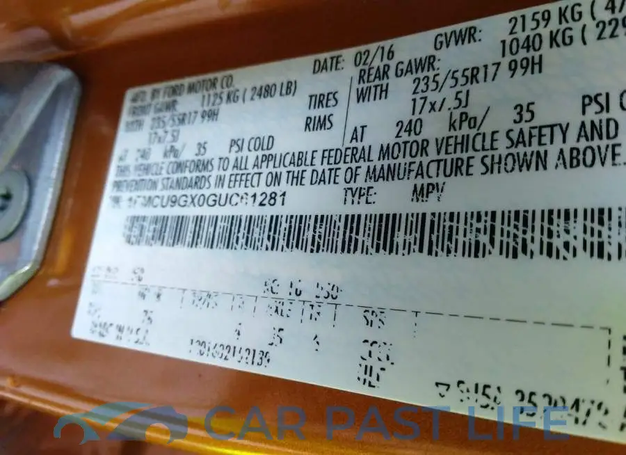 1FMCU9GX0GUC61281# 9