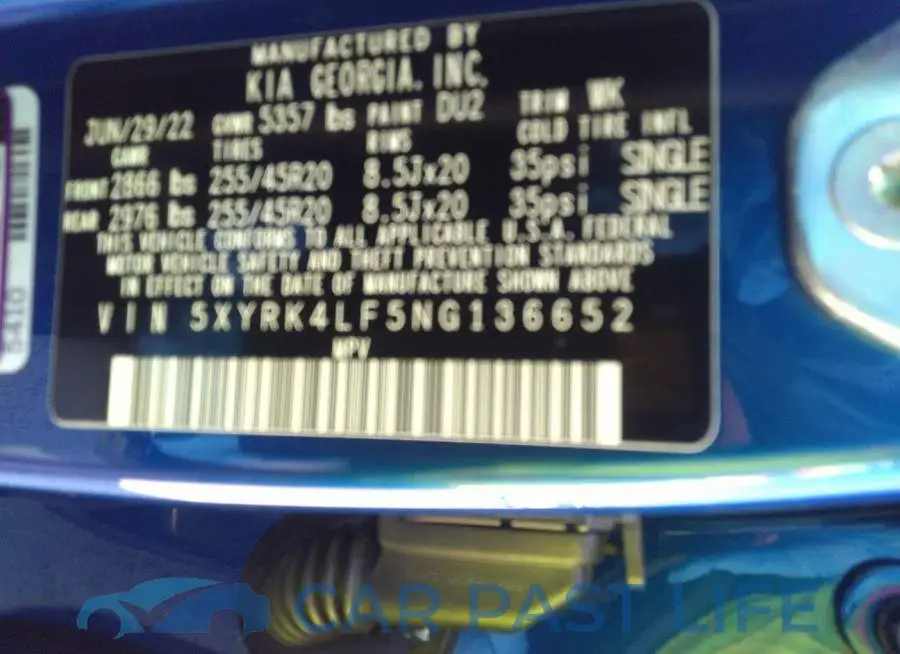 5XYRK4LF5NG136652# 9