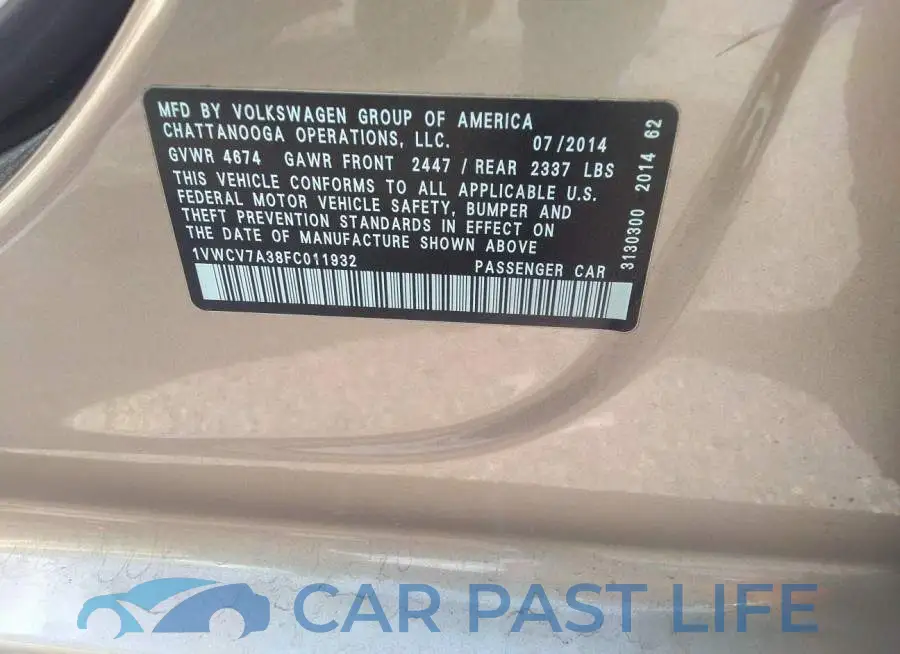 1VWCV7A38FC011932# 9