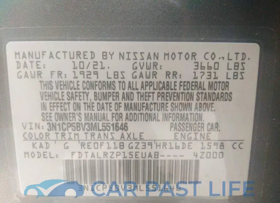 3N1CP5BV3ML551646# 9