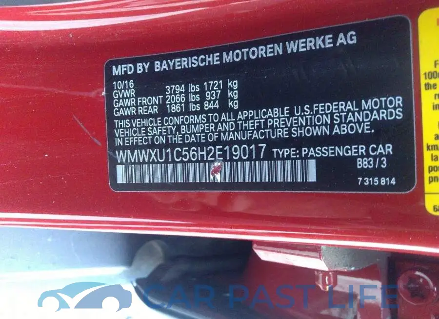 WMWXU1C56H2E19017# 9