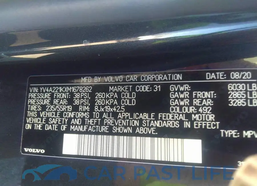 YV4A221KXM1678262# 9