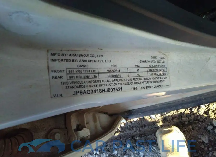 JP9AG3418HJ003521# 9