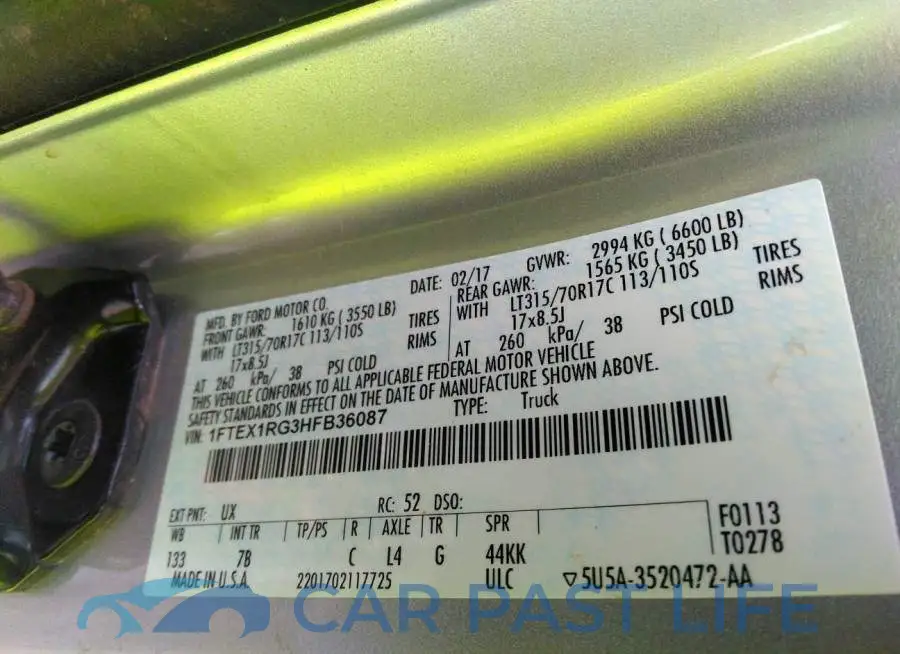 1FTEX1RG3HFB36087# 9