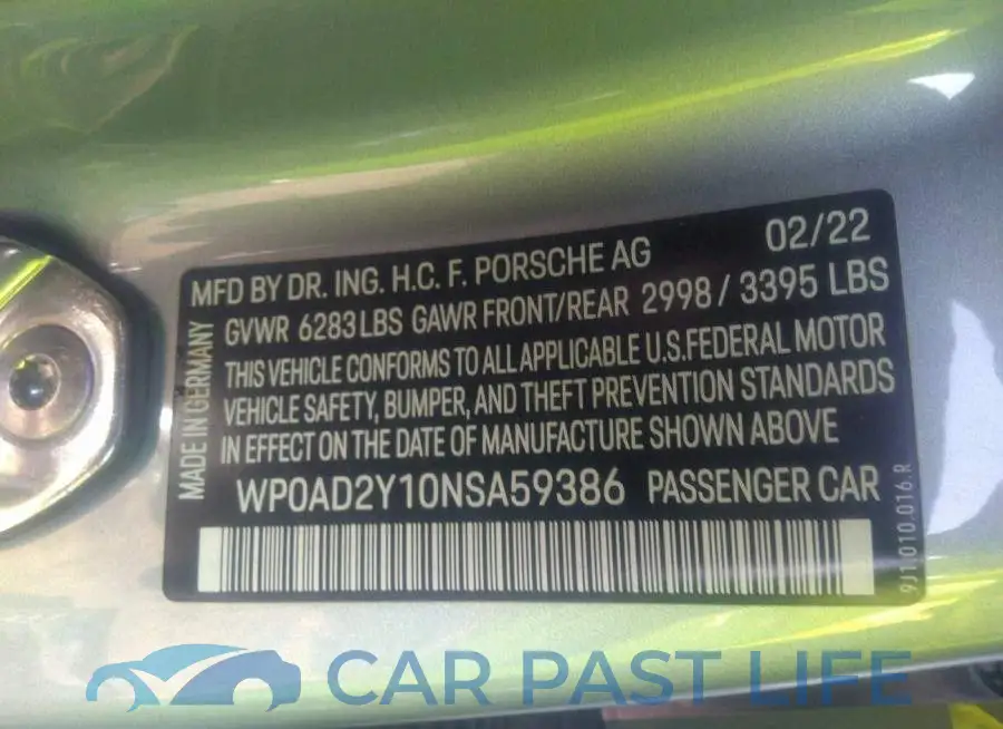 WP0AD2Y10NSA59386# 9
