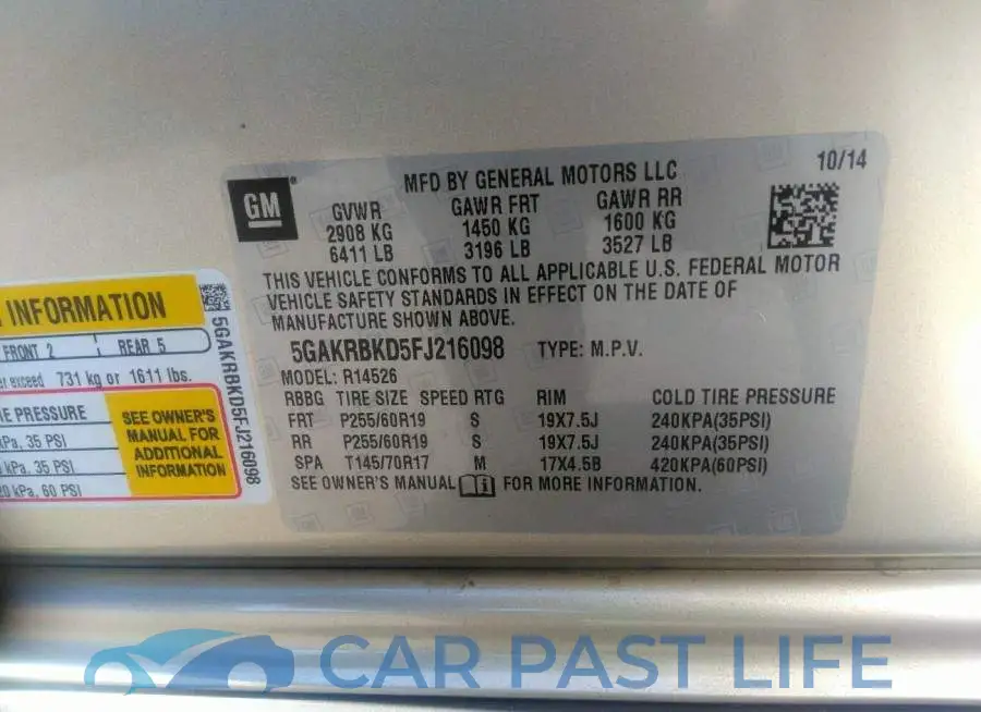 5GAKRBKD5FJ216098# 9