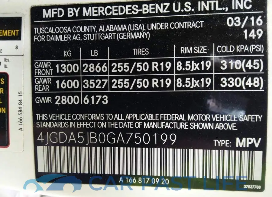 4JGDA5JB0GA750199# 9