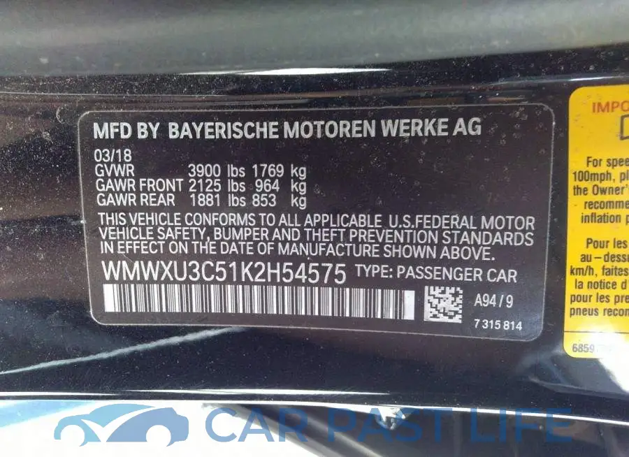 WMWXU3C51K2H54575# 9